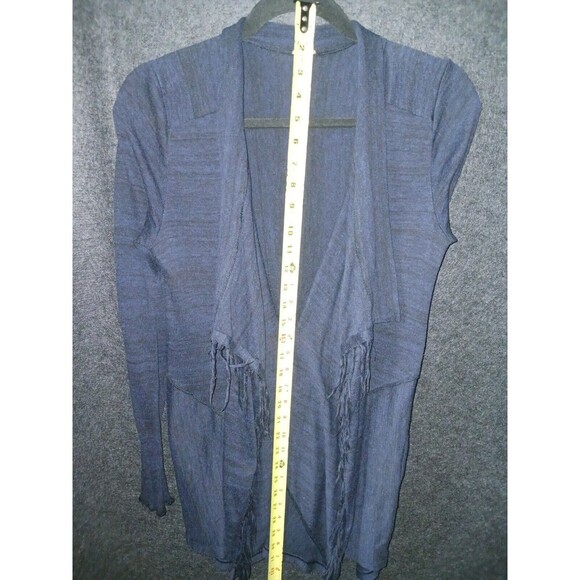 Free People Women's Navy Blue Small Cardigan Duster Fringe Long Sleeve Sweater - Picture 11 of 13